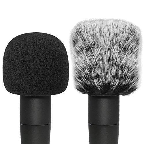 SM57 Pop Filter Foam Cover - Mic Windscreen with Furry Wind Screen Windjammer Compatible with Shure SM-57 Microphone to Blocks Out Plosives by YOUSHARES (2 PCS) - color: Fur+Foam