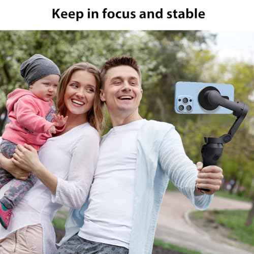 OM Magnetic Phone Mount for DJI Osmo Mobile 8P/8/7P/OM 7/OM 6/SE/OM 5/OM 4 SE/OM 4 Magsafe Quick-Release Adapter Magnet Clamp Clip, Mounting for Video Photo Shooting Phone DJI Gimbal Accessories - color: Black