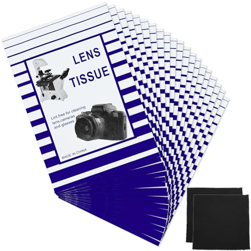 500 Pieces Lens Cleaning Paper Tissue and 2 Double Sided Cleaning Cloth-Lens Cleaning Paper for Camera Lenses, Microscopes, Computer Screens, Magnifiers, Glasses, 10 Booklets