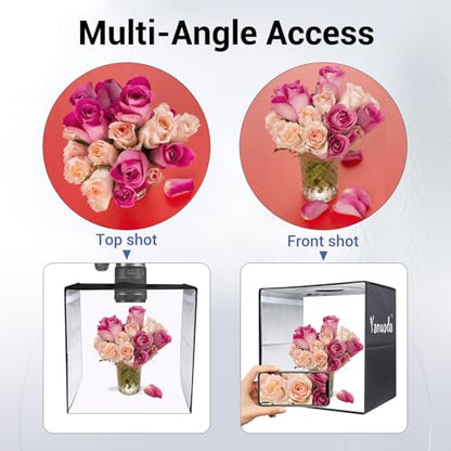 16x16x12 Photo Light Box with USB-C Cable, 18W Dimmable LED Photography Studio Box (CRI 97+, 3 Light Modes), Foldable Photo Booth with 6 Backdrops & Diffuser for Jewelry, Product Shots