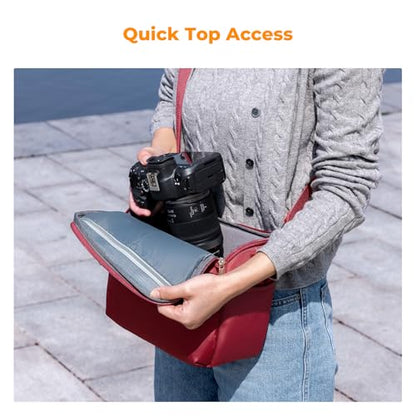 K&F CONCEPT Camera Sling Bag Small Crossbody Camera Case DSLR/SLR/Cute Compact Shoulder Photography Bags for Photographers - color: 10-Red