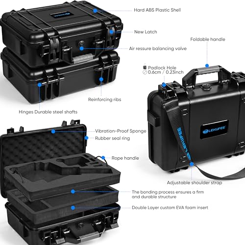 Lekufee Waterproof Hard Carrying Case for GoPro Fluid Pro AI 3-Axis Gimbal Stabilizer, Gopro Hero 13/12/11/10/9 Camera, Mission 1 PRO,Media Mod, and other Accessories(Case Only)