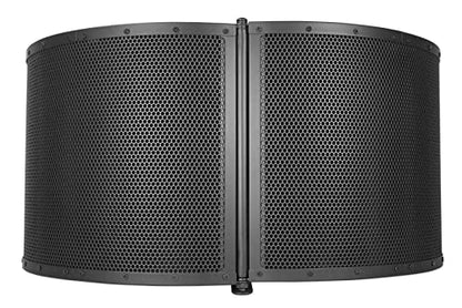 Rockville ROCKSHIELD 4 Large Studio Mic Isolation Shield, Vocal Recording | 2" Acoustic Foam, Steel Frame, Foldable, Stand and Desktop Mount, 5/8" Adapter, Podcast, Voice Over, 2-Panel Booth