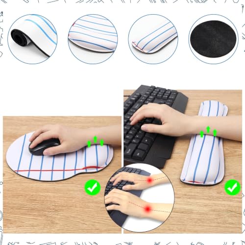Kingdder Stripes Line Teacher Desk Mat Mouse Pad Set Include Large Desk Mat Pad with Wrist Rest Mouse Support, Keyboard Wrist Rest Coaster Back to School Classroom Teacher Appreciation Gift - style: Line Book