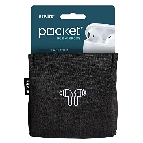 UT Wire Pocket for Airpods Snap & Store Wireless Bluetooth Earbud and Charger cable Travel Pouch, Black - color: Black, size: AirPods Case