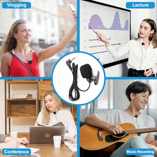 Kinizuxi 2 Pack Lavalier Lapel Microphone,Portable Collar Clip Mic for iPhone iPad Android Smartphone Amplifier Podcast PC/Laptop,Hands Free Mini Mic Recording for YouTube,Interview,Video,Vlog