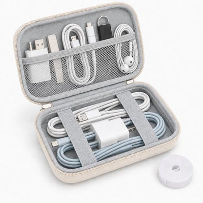 Electronic Accessories Organizer, USB Flash Drive Case SD Card Holder, Cable Management Bag with 118in Hook and Loop Tape, Travel Charger Organizer for Thumb Drive, Memory Cards, Cable