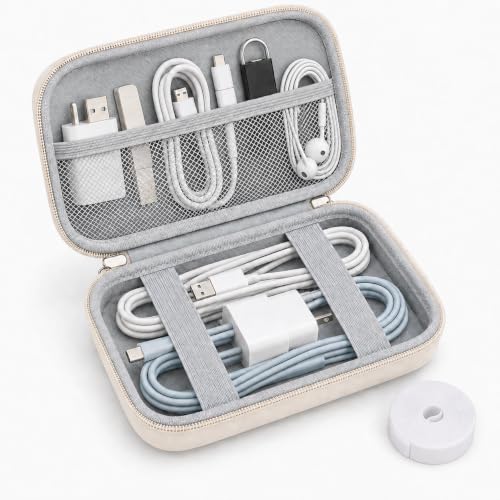 Electronic Accessories Organizer, USB Flash Drive Case SD Card Holder, Cable Management Bag with 118in Hook and Loop Tape, Travel Charger Organizer for Thumb Drive, Memory Cards, Cable