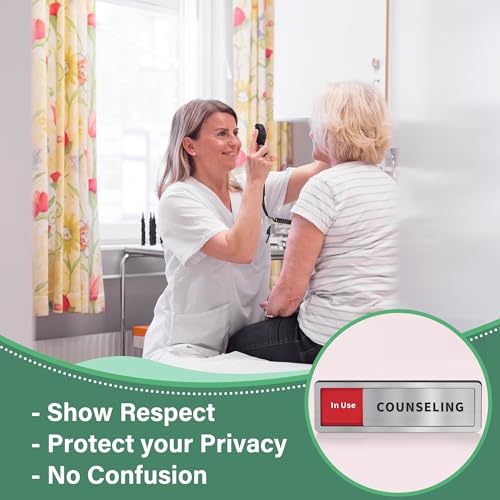 Counseling Room Door Sign with Slider, Do Not Disturb Privacy Office Sign, In Use/Available Acrylic Sliding Indicator for Business Hospital Home, Brushed Silver 8" x 2.6" - style: COUNSELING