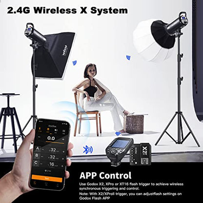 Godox SK400II-V 400Ws Photo Studio Strobe Monolight with Bowens Mount & LED | GN65, 0.1-1.5s Recycle Time, Bowens Mount, 10W LED Modeling Lamp for Studio Product Photography, Portraits Shooting, 110~120V