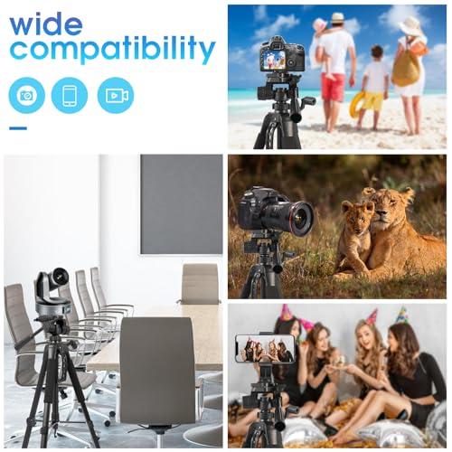68” Professional Tripod Stand,Tripod for Camera & Cell Phone with Carry Bag and Phone Holder,Sturdy & Stable,Max Load 11Lb(Black),Compatible with Canon Nikon,Smartphone