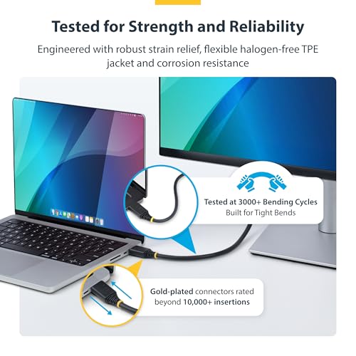 StarTech 1.6ft Ultra High Speed HDMI Cable, 8K 60Hz, HDR10+, 48Gbps | 8K 60Hz/4K 120Hz, HDMI 2.1 Cord with HDR10+ / eARC, Certified, HDMI21-CBL-8K60-50CM - size: 1.6 ft