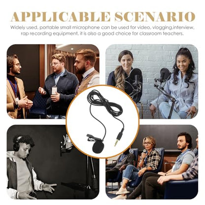 Homoyoyo Professional Portable Metal Condenser Mic Clip on Lavalier Microphone with 3.5mm Plug for Phone Video Recording Compatible with Tablets, for Interviews and Vlogging
