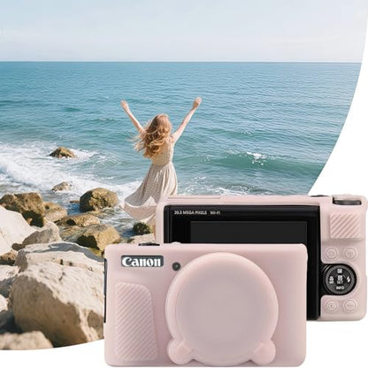 Camera Case for Canon PowerShot SX740/ SX730 Digital Camera,SX740 HS Case, Soft Silicone Protective Case Removable Lens Cover,Comes with 2 Screen Protectors and 1 Wrist Strap. (Jelly Pink) - color: Jelly Pink