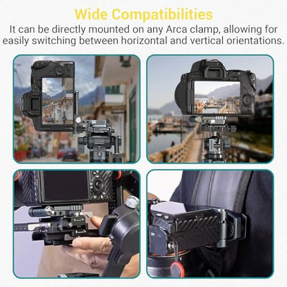 Foldable DSLR Camera L Bracket，Lightweight Camera L Bracket Vertical Horizontal Switching Tripod Quick Release Plate Compatible with Canon Nikon Sony DJI Osmo Ronin Zhiyun Stabilizer Tripod - color: Gray-L Bracket