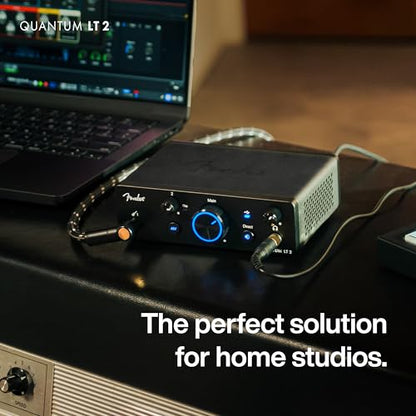 Fender Quantum LT2 USB Audio Interface, for Guitarist, Vocalist, or Producer. Includes easy to use software, Fender Studio app, Amp and FX pack to create Studio Quality recordings. PC/Mac | 2-In/2-Out USB-C, Max-HD Mic Preamp, Fender Hi-Z Instrument Input