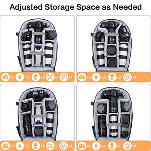 MOSISO Camera Backpack, DSLR/SLR/Mirrorless Photography Camera Bag 15-16 inch Waterproof Hardshell Case with Tripod Holder&Laptop Compartment Compatible with Canon/Nikon/Sony, Gray - color: Gray