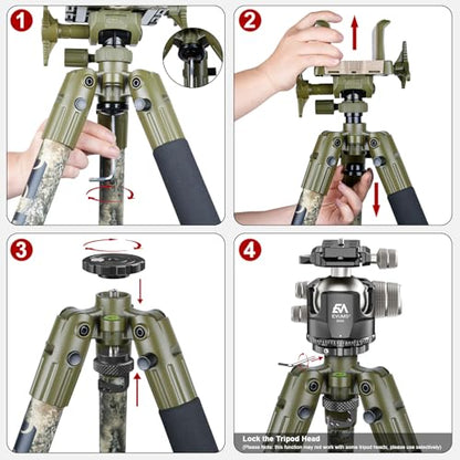 EVUMO Ball Head Conversion Kit for BOG DeathGrip Tripod, 6061-T6 Aluminum Ball Head Converter Adapter and Arca Swiss Saddle Mount Plate Complete Kit Combo for BOG Shooting Tripod - color: Black