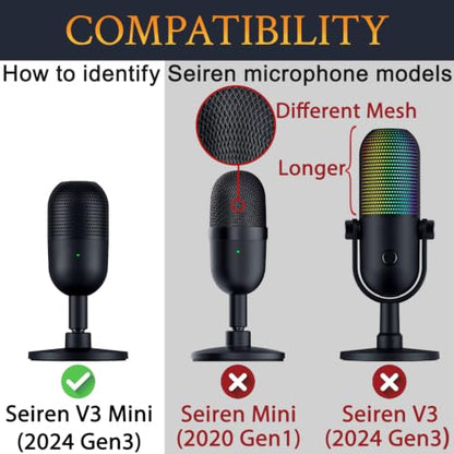 SOULWIT 2Pcs Pop Filter for Razer Seiren V3 Mini - Black | Do Not Fit Seiren V3(2024 Gen3), Seiren Mini(2020 Gen1) Mircophones