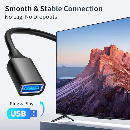 USB 3.0 Extension Cable 1.6FT, Short USB Extender Male to Female 1Pack | Ideal for laptops and desktop setups. Supports fast file transfer with printers, flash drives, cameras and hard drives - size: 1.6ft