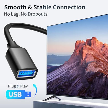 USB 3.0 Extension Cable 1.6FT, Short USB Extender Male to Female 1Pack | Ideal for laptops and desktop setups. Supports fast file transfer with printers, flash drives, cameras and hard drives - size: 1.6ft