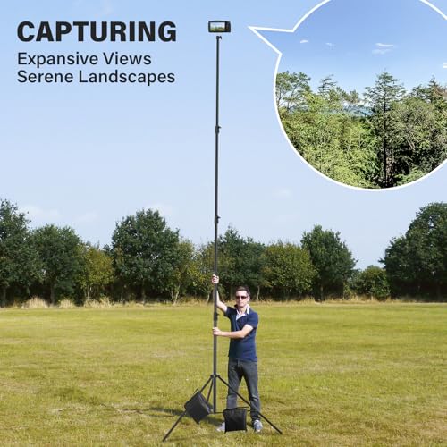 16.4' Heavy Duty Extreme Tall Video Camera Sports Tripod Stand, Sdfghj 16.4ft/500cm Sky High Tripod Light Stand with 1/4"& 3/8" Screw Adapter Non-Slip Feet Wind Resistant, for Soccer/Basketball Games - size: Built-in Spring 16.4'