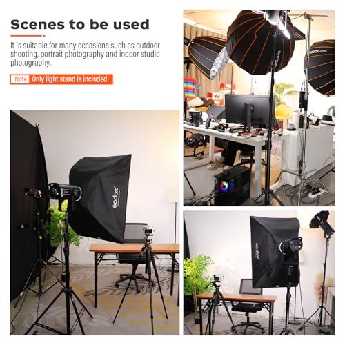 Godox Light Stand 112in/9.3' Photography Light Stand Heavy Duty with 1/4” to 3/8” Universal Screw Carry Bag Portable for Photography Studio Portrait Shooting - size: 112in