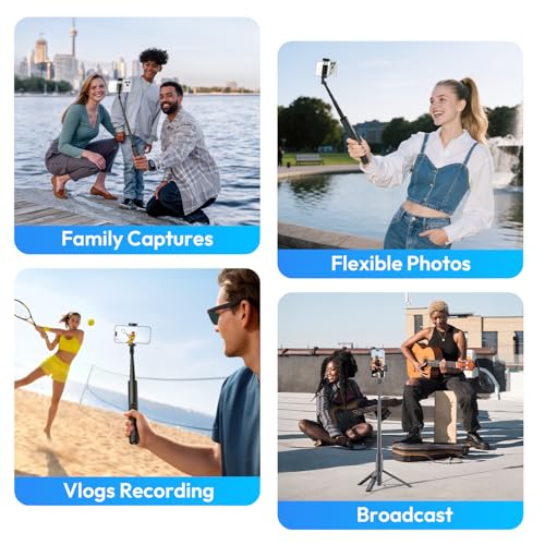 ULANZI Phone Tripod, SK26 40" Portable Selfie Stick for iPhone, 2 in 1 Adjustable Tripod with Bluetooth Remote Cold Shoe Mount, Portable Phone Stand Lightweight for Travel Photo Video Stream Vlog - size: 40"-Phone Clamp