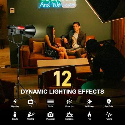 GVM 300W Bi-Color LED Video Light with Softbox, SD300B AIO Photography Light with Bluetooth Control, 2700K–6800K Continuous Lighting for Studio, YouTube, Film, 221950lux/1m,12 Scene Effects - size: 300W - With Softbox