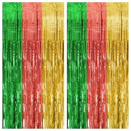 2 Pack Hawaii Backdrop Party Decorations Tinsel Curtain Summer Party Streamer Foil Fringe Birthday Decorations Photo Booth Vibrant Theme Christmas Beach Baby Shower Graduation Decor - color: Hawaii Color, size: 39.4"w X 78.7"l (Pack of 2)