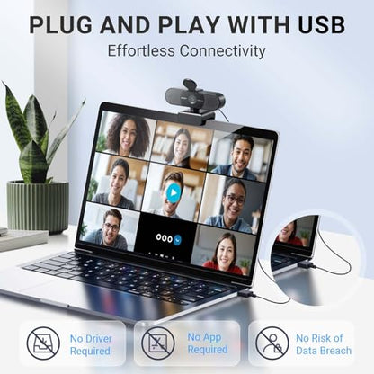 EMEET 2024 Upgraded C960 Webcam for PC, Autofocus, 1080P HD, 73° View Angle, Computer Camera w/Privacy Cover and Microphone, Plug and Play USB Webcam for Video Calling/Zoom/Teams/Google Meet - style: 1080P AF