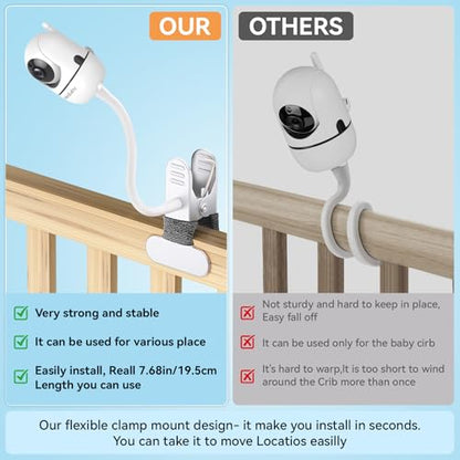 Baby Monitor Mount Compatible with HelloBaby for HB6550/ HB6560/ HB65/ HB6351/ HB40/ HB6339/ HB6336, ANMEATE SM935E Monitor, Adjustable Baby Monitor Stand Flexible Clip Clamp Mount No Drilling - style: for HelloBaby-Clip