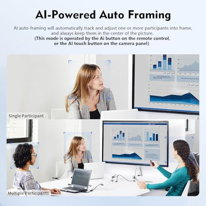 TOALLIN 4K All-in-One Conference Webcam with Mic and Speaker, AI Auto-Framing & Speaker-Tracking, USB Video Bar, Video Conference Camera for Online Meetings, Video Calls