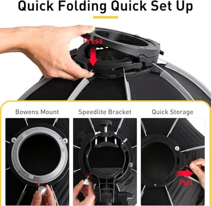 Bowens Mount Softbox 32''/80CM Handheld Quick Set-up, S-Type Bracket Compatible with Godox Canon Sony Fuji YongNuo Flash AD200PRO V1 TT600 V860III 430EXIII SB500 YN320EX YN560 - size: CF 32''