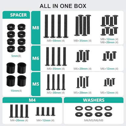 WALI Universal TV Mounting Hardware Kit Set Includes M4 M5 M6 M8 TV Screws and Spacer Fit Most TVs up to 80 inch (UVSP), Black - size: Mounting Hardware Kit