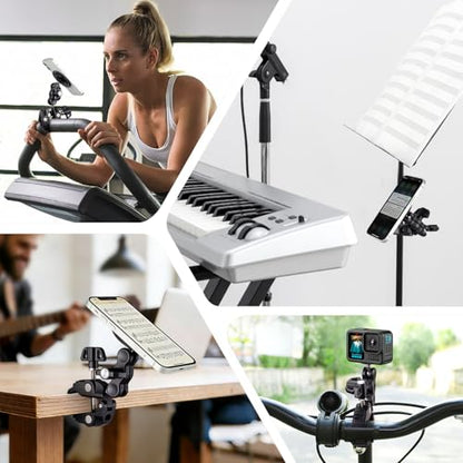 Facmogu Magnetic Phone Holder for Mic Stand, All-Metal 360° Rotatable Magnet Phone Mount with Clamp, Clip Phones Mount for Microphone & Music Stands, Compatible with Magsafe & iPhone 17/16/15/14/13/12