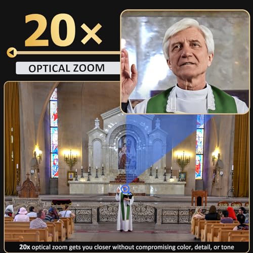 NexiGo PTZ Camera 20X Optical Zoom with PoE HDMI/3G-SDI/USB/LAN IP Streaming Outputs, Auto AI Tracking for Video Conferencing Live Streaming Meeting Church Services Worship Skype Zoom Teams OBS - style: Optical Zoom PTZ 4K