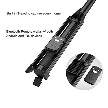 Fugetek 51" Professional Selfie Stick Tripod, 100% All Aluminum Stick & Legs, Lightweight, Detachable Bluetooth Remote, Portable All in One, Compatible with iPhone & Android, Non Skid Feet, Black - style: Tripod