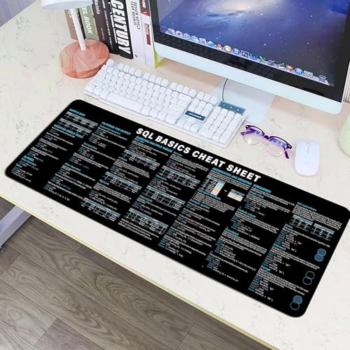 SQL Cheat Sheet Desk Mat for Database Administrators, Analysts, and Programmers, Quick Key, Large Anti-Slip Keyboard Pad Mouse Mat KMH - color: Sql