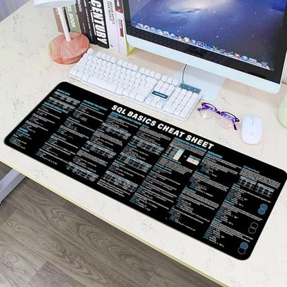 SQL Cheat Sheet Desk Mat for Database Administrators, Analysts, and Programmers, Quick Key, Large Anti-Slip Keyboard Pad Mouse Mat KMH - color: Sql