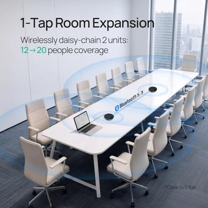 Yealink Bluetooth Speakerphone SP96 Support Daisy-Chain 26H Talk Time Teams Certified 65mm Conference Speaker and 6 Microphones Smart AI Noise-Canceling 5m Voice Pickup Radius 1.2m USB C/A 400g - color: SP96, size: Teams Certified