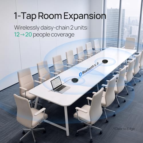 Yealink Bluetooth Speakerphone SP96 Support Daisy-Chain 26H Talk Time Teams Certified 65mm Conference Speaker and 6 Microphones Smart AI Noise-Canceling 5m Voice Pickup Radius 1.2m USB C/A 400g - color: SP96, size: Teams Certified