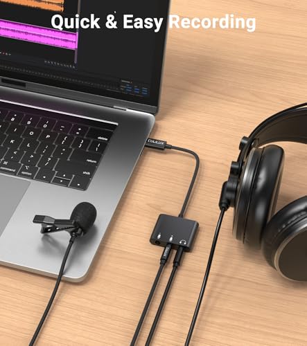 Cubilux USB C Microphone Adapter with Dual 3.5mm TRS Mic Input & Headphone Monitoring, for iPad, iPhone 17/16/15 Series, Android, Tablet, Ideal for Podcast, Zoom, Interview, Vlog