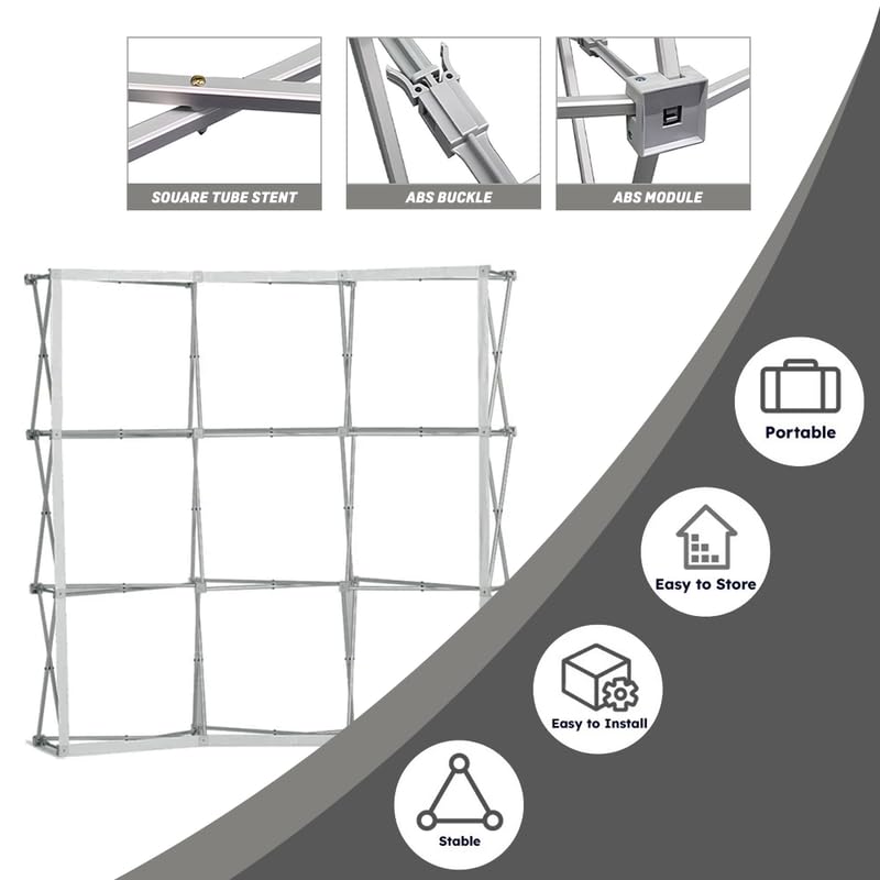 Curved Pop Up Displays 7.5 x 7.5 FT Trade Show Backdrop Display | Custom Banner Tradeshow Booth Tension Fabric Pop Up Backdrop for Business/ Campuses/ Weddings/Corporate - size: 7.5 x 7.5 FT Set(Frame+Banner)
