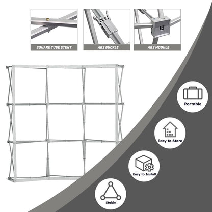 Curved Pop Up Displays 7.5 x 7.5 FT Trade Show Backdrop Display | Custom Banner Tradeshow Booth Tension Fabric Pop Up Backdrop for Business/ Campuses/ Weddings/Corporate - size: 7.5 x 7.5 FT Set(Frame+Banner)
