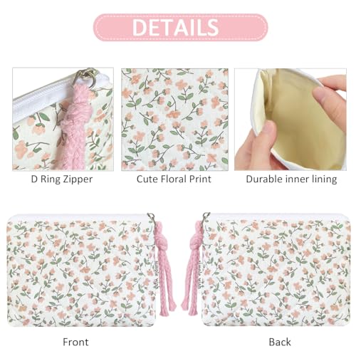 Cotton Quilted Floral Coin Purse Digital Camera Pouch with Cute Prints Zipper for Women Girls (PEACH DISTY) - color: PEACH DISTY