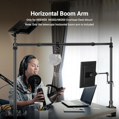 NEEWER 2.8-4.9ft Horizontal Boom Arm Only for NEEWER NK002 & NK003 Overhead Desk Camera Mount Rig Webcam Stand, Telescopic Crossarm for Phone Holder LED Light Video Recording Streaming, NK009