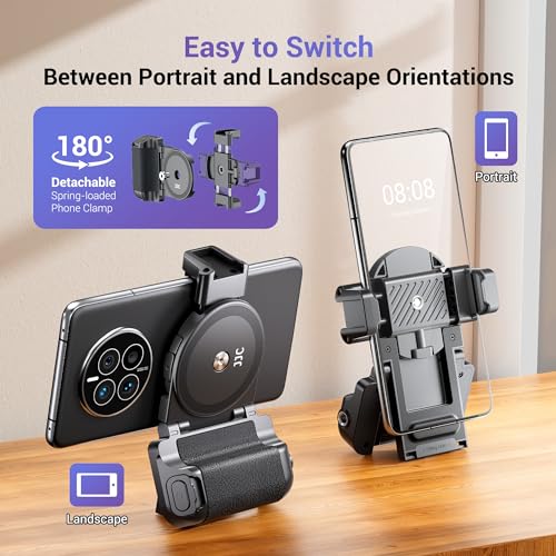Phone Camera Grip Smartphone Photography Shooting Clip with Tripod Mount & Detachable Wireless Shutter Remote Control, Cellphone Selfie Grip Handle Stand for iPhone & Other Phone Vlog Video Black - color: Black