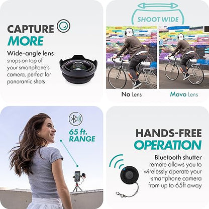 Movo iVlog1 Vlogging Kit - iPhone Lightning Compatible YouTube Starter Kit - Shotgun Microphone, Mini Tripod, LED Light, Wide-Angle Lens, Lightning Adapter