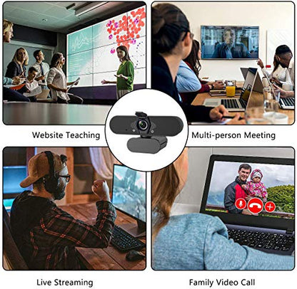1080P Webcam with Microphone & Privacy Cover, Web Cam USB Camera, Computer HD Streaming Webcam for PC Desktop & Laptop w/Mic, Wide Angle Lens & Large Sensor for Superior Low Light